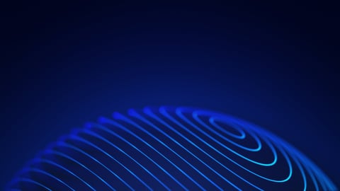 Half of blue sphere on blue background. Blue orb on half of screen. neon vector circle, balls light. Round geometric figure.